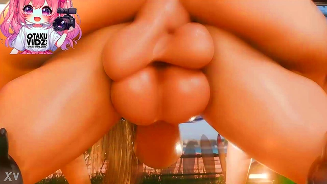 Horny Futanari Babe Gets Fucked On The Beach