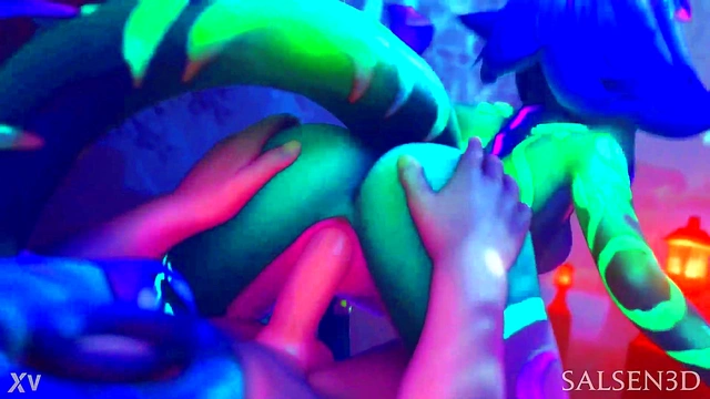 Hot Anime Girls GWEN & JINX from League of Legends Get Wild in HMV PMV Action