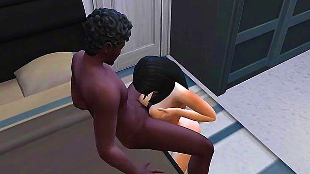 Horny Chick Gives Seductive FootJob To Big Black Dick In 3D Hentai Game