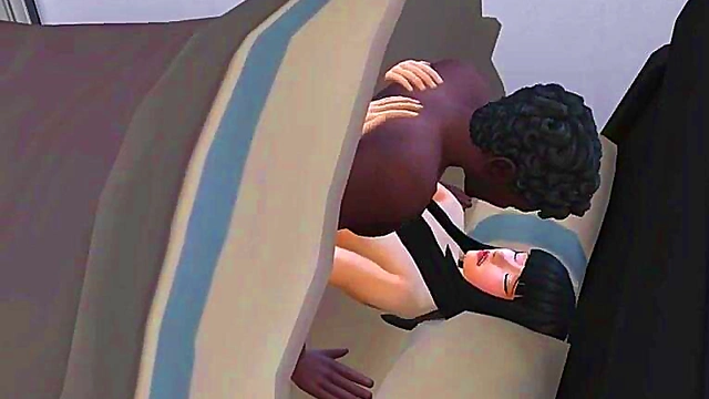 Horny Chick Gives Seductive FootJob To Big Black Dick In 3D Hentai Game