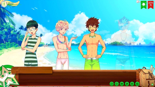 Russian Voiced Anime Game – Taiga's Sexy Trunks Heat Up The Friends Camp Yaoi Adventure