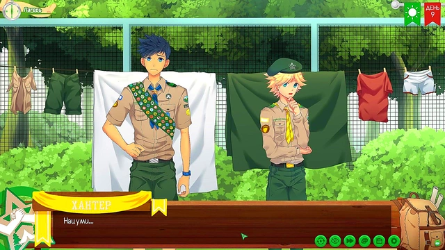 Russian VoiceOVER – Gay Anime Game Friends Camp – Part 3 Laundry Scene Yaoi Adventure