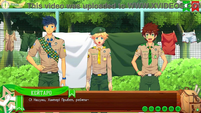 Russian VoiceOVER – Gay Anime Game Friends Camp – Part 3 Laundry Scene Yaoi Adventure