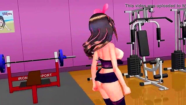 Horny MMD Anime Babe Flexes Muscles During Steamy Workout Session