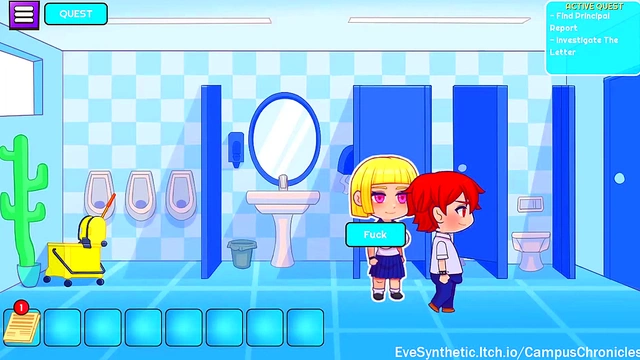Cute Anime Chick Gets naughty in Campus Restroom Scene
