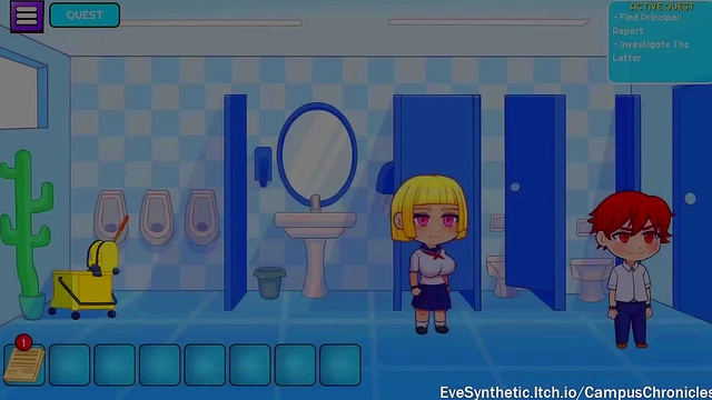 Cute Anime Chick Gets naughty in Campus Restroom Scene