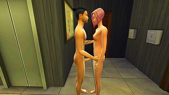 Miko Ojo and Akira Kibo Enjoy Intimate Moments Alone in Hotel Corridor