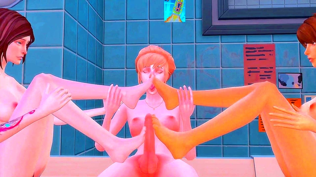 Futuristic Futa Kate fucks Two Hot Lesbians Max and Chloe Hard with Deep Throat & Bukkake Creampie