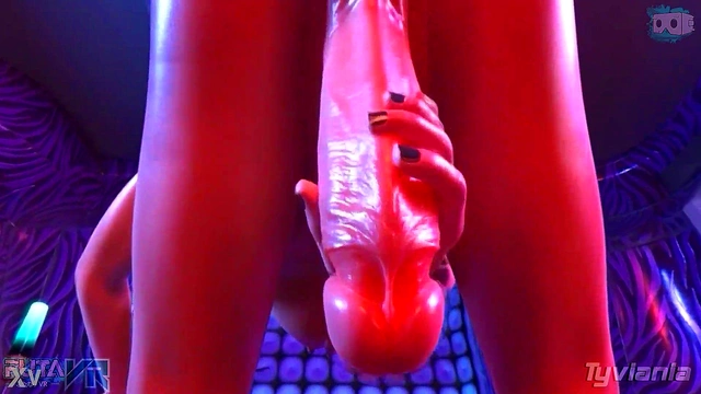 Brunette Futanari Babe Masturbates Big Tits & Pussy In Cyberpunk VR Anime