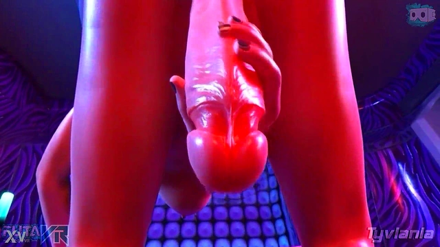 Brunette Futanari Babe Masturbates Big Tits & Pussy In Cyberpunk VR Anime