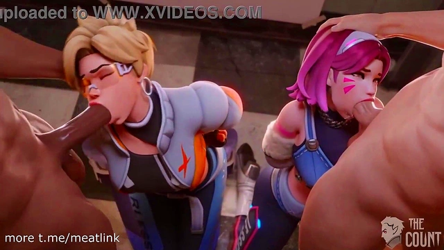 D Va & Tracer Take Turns Getting Face Fucked in Overwatch Hentai