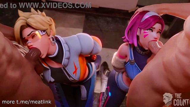 D Va & Tracer Take Turns Getting Face Fucked in Overwatch Hentai