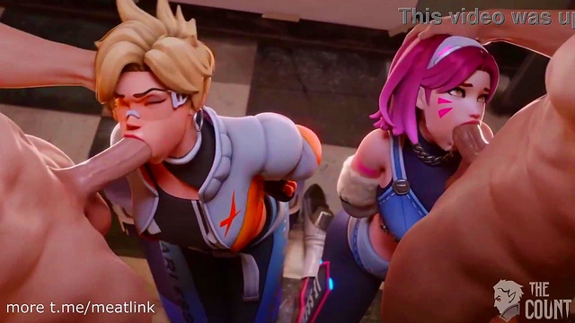 D Va & Tracer Take Turns Getting Face Fucked in Overwatch Hentai