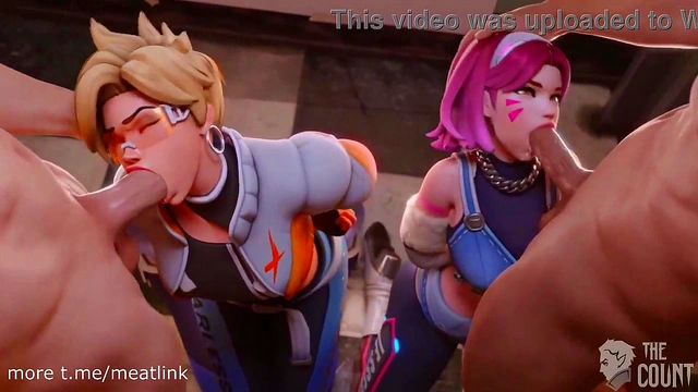 D Va & Tracer Take Turns Getting Face Fucked in Overwatch Hentai