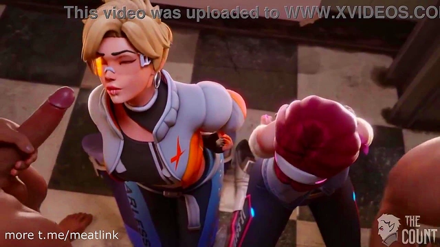 D Va & Tracer Take Turns Getting Face Fucked in Overwatch Hentai