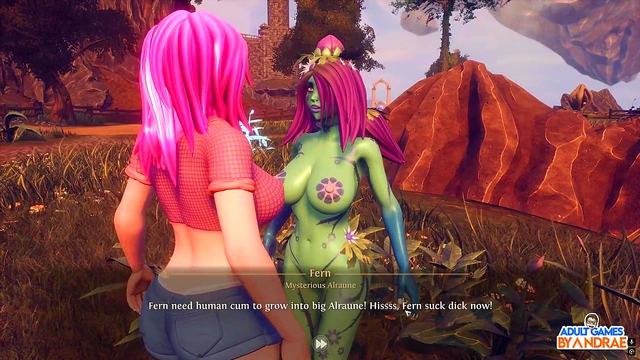 Fern's Busty 3D Anime Blowjob Outdoors Ends With Huge CumshotCreampie