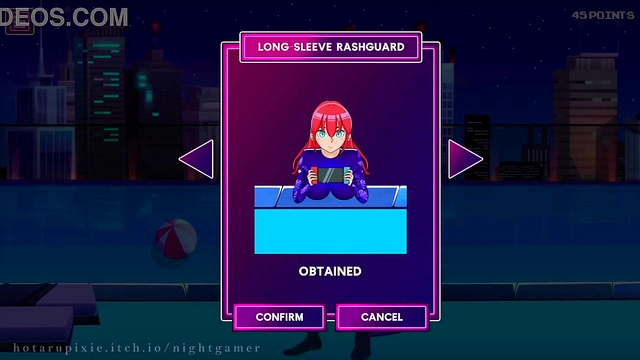 Cute Anime Babe Wears Long Sleeve Rashguard for Erotic Nightgaming Fun