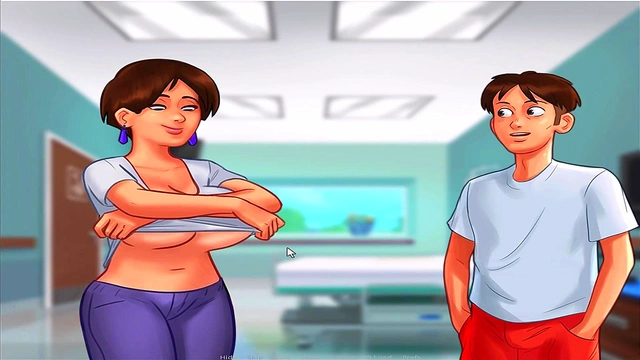 Busty Summer Saga Nurse Gives Animated Blowjob in Japanese Hentai Game