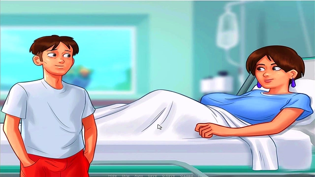 Busty Summer Saga Nurse Gives Animated Blowjob in Japanese Hentai Game
