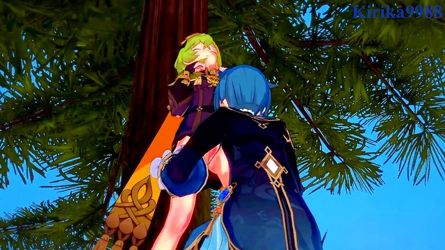 Shenhe, Collei & Xingqiu Engage in Intense 3D Anime Sex With Big Boobs & Creampie