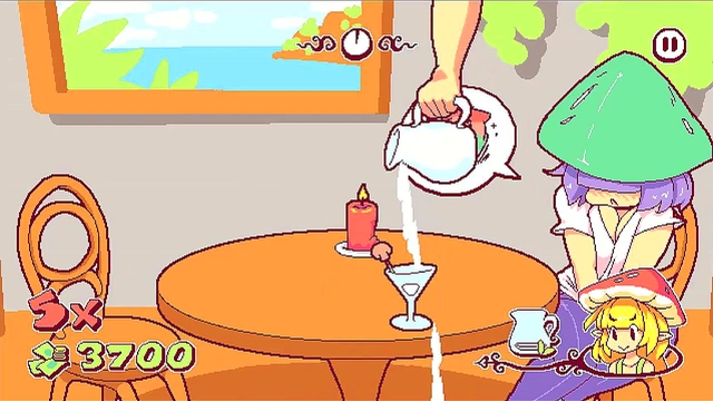 Cute Futanari Babe Cums All Over Customers' Tits & Faces in Hentai PC Game