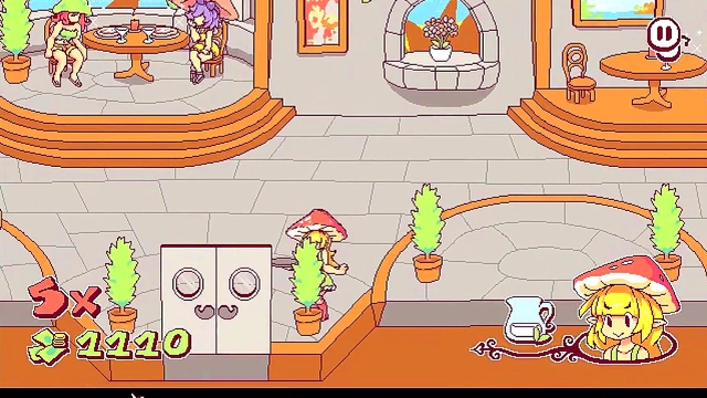 Cute Futanari Babe Cums All Over Customers' Tits & Faces in Hentai PC Game