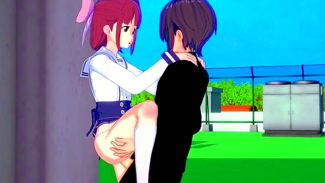 Cute Outfitted Teen Suzu Ninomiya Rides Dick for Intense 3D Hentai Creampie