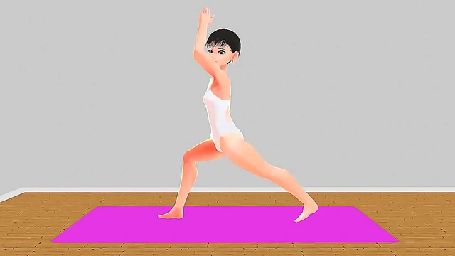 Anime Yoga Chick Stretches for Leo's Pleasure in naughty Cartoon Action