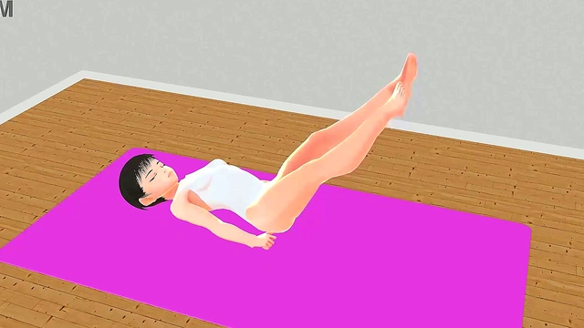 Anime Yoga Chick Stretches for Leo's Pleasure in naughty Cartoon Action