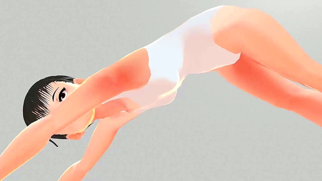 Anime Yoga Chick Stretches for Leo's Pleasure in naughty Cartoon Action