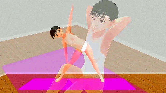 Anime Yoga Chick Stretches for Leo's Pleasure in naughty Cartoon Action
