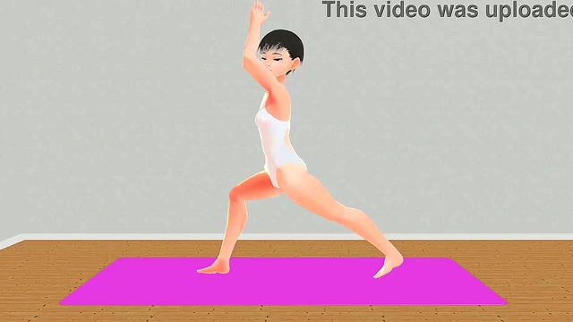 Anime Yoga Chick Stretches for Leo's Pleasure in naughty Cartoon Action