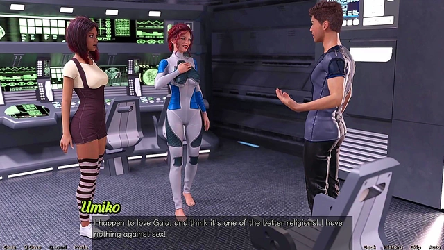 Stranded In Space – Busty Anime Babe Craves Giant Dick In Curvy Room Scene