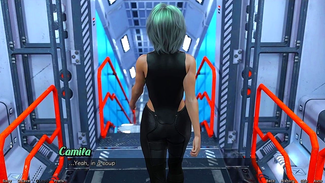 Stranded In Space – Busty Anime Babe Craves Giant Dick In Curvy Room Scene