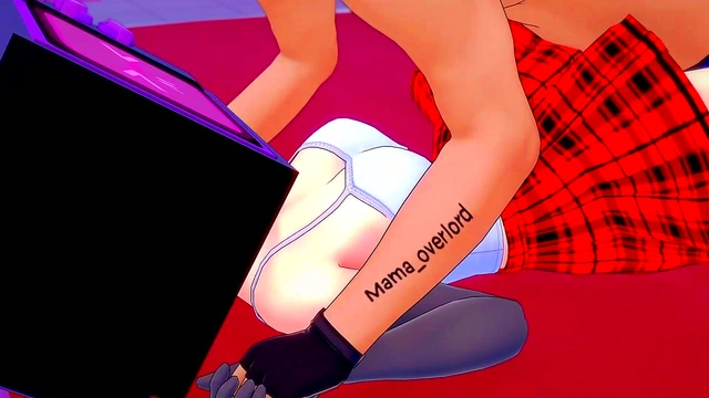 Hot TV Woman in Uniform Awaits Her Reward With Skirt & Gloves On Bed