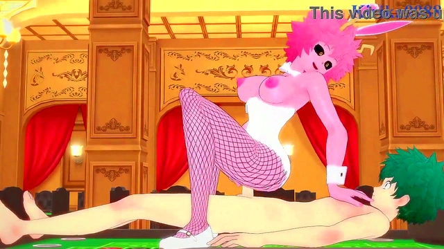 My Hero Academia – Mina, Momo, and Izuku’s Intense Bunny Girls Sex Session