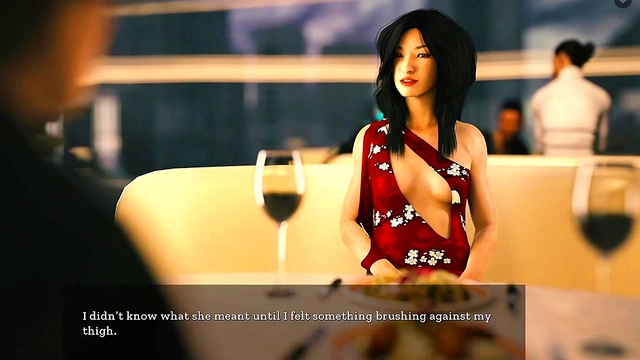 Cute 3D Anime Babe Seduces in Sexy Outfit for Footjob Restaurant Sex Scene