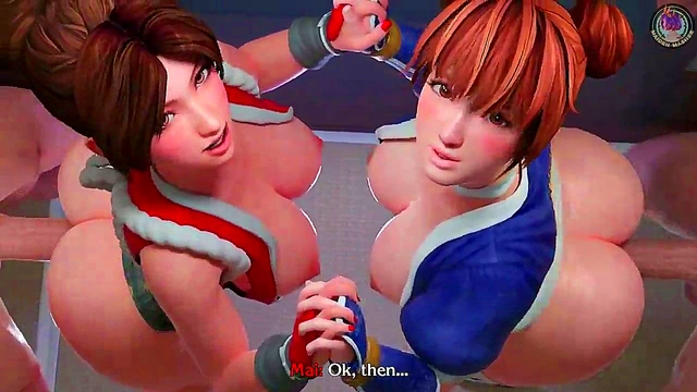 Kasumi & Mai Shiranui Hand Holding in Steamy 3D Hentai Cartoon Action