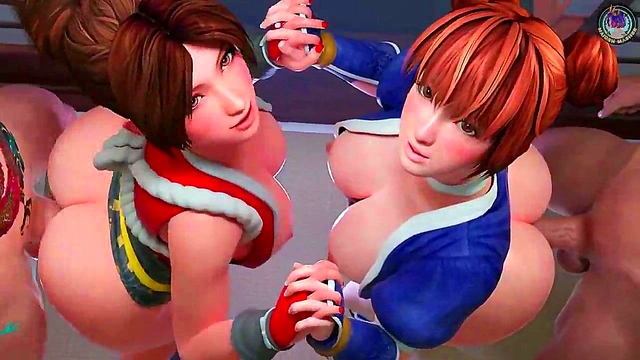 Kasumi & Mai Shiranui Hand Holding in Steamy 3D Hentai Cartoon Action
