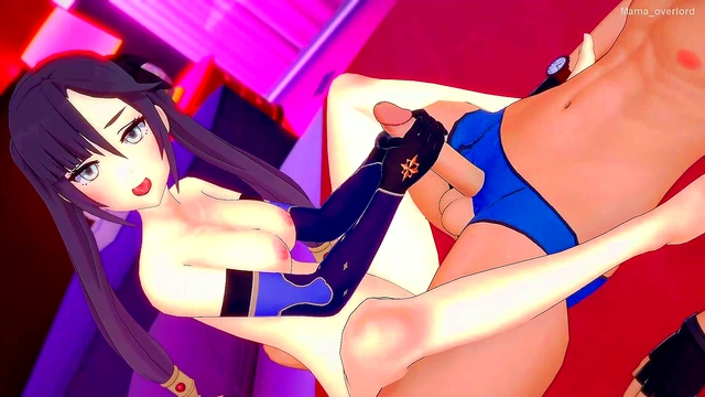 Mona from Genshin Impact Gives Seductive Handjob With Passionate Touches
