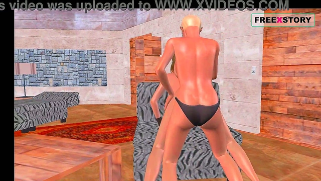 Two Beautiful 3D Anime Lesbians Strap-On Each Other In Hot Sex Positions