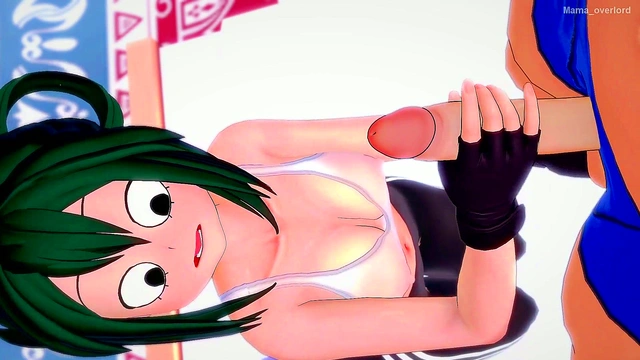 Wet Froppy from MHA Exercises Then Plays with Big Cock for Handjob Climax
