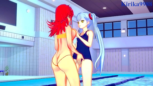 Ruri Hoshino & Festenia Muse Seductive Lesbian Play in Anime Outfits
