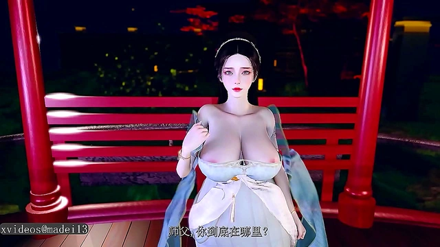 Chinese Style Beauty Seduces Thin Old Man for Passionate 3D Hentai Action