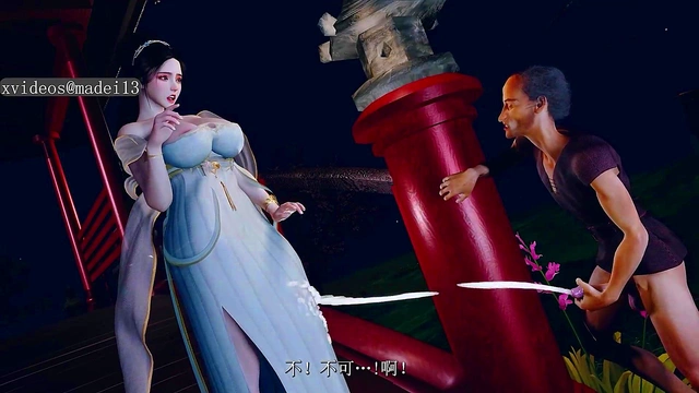 Chinese Style Beauty Seduces Thin Old Man for Passionate 3D Hentai Action