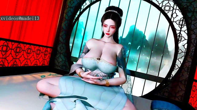 Chinese Style Beauty Seduces Thin Old Man for Passionate 3D Hentai Action