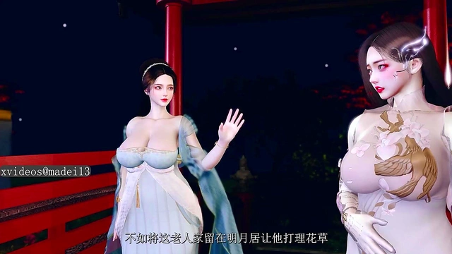 Chinese Style Beauty Seduces Thin Old Man for Passionate 3D Hentai Action