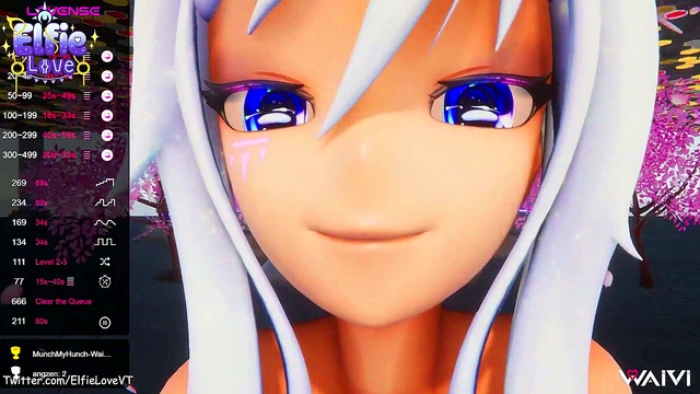 Hentai VTuberElfie Gets Double Penetration Ahegao Squirt VR Action