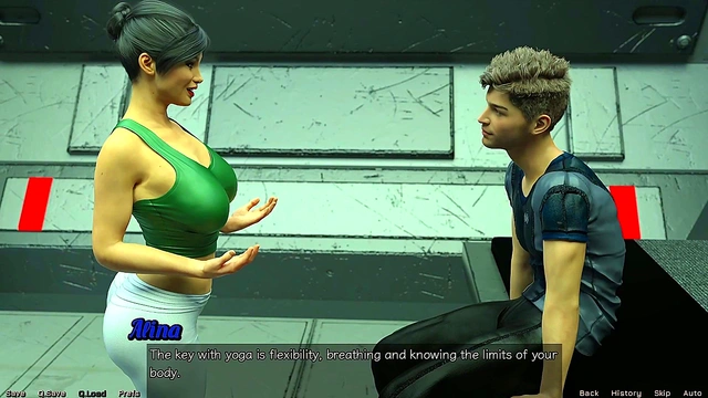 Hot Busty MILF Teases in Sexy Outfit During Spicy Space Yoga Session