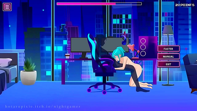 Cute Anime Nightgamer Goes Full Naked for Erotic Fun